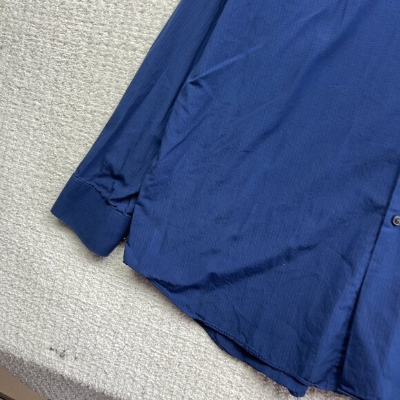 Calvin Klein Shirt Mens 17 1/2 Blue Plaid Regular Preppy Dress Shirt long sleeve - Picture 6 of 15